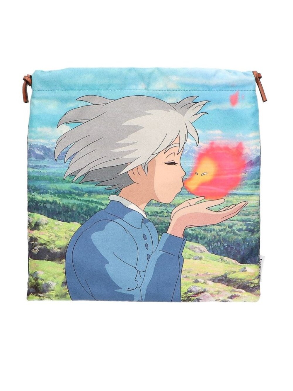 Loewe x Howl's Moving Castle Sophie and Calcifer Drawstring Pouch Blue